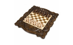 Шахматы + нарды резные Корона 40 Haleyan