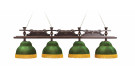 Лампа Император 4пл, ясень (№2,бархат зеленый,бахрома желтая,фурнитура золото)