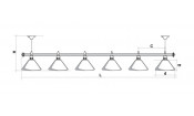 Лампа STARTBILLIARDS 6 пл. (плафоны коричневые,штанга хром,фурнитура хром,2)