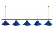 Лампа STARTBILLIARDS 5 пл. (плафоны синие,штанга синяя,фурнитура хром,1)