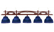 Лампа Венеция 5пл. ясень (№2,бархат синий,бахрома синяя,фурнитура золото)