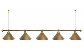 Лампа STARTBILLIARDS 5 пл. (плафоны коричневые,штанга коричневая,фурнитура золото)