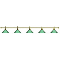 Лампа на пять плафонов «Evergreen» (золотистая штанга, зеленый плафон D35см)